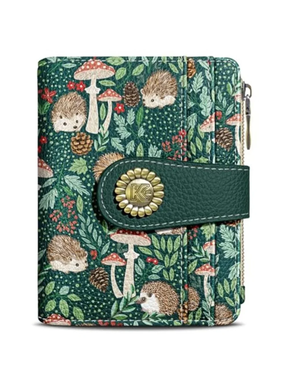 Womens RFID Bifold Wallet Vegan Leather Card Holder Coin Purse Cute Hedgehog
